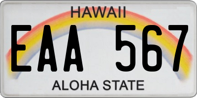 HI license plate EAA567