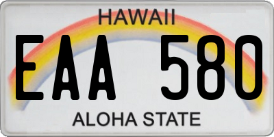 HI license plate EAA580