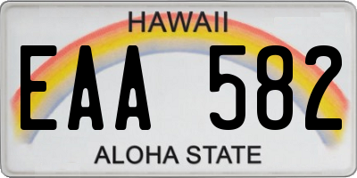 HI license plate EAA582