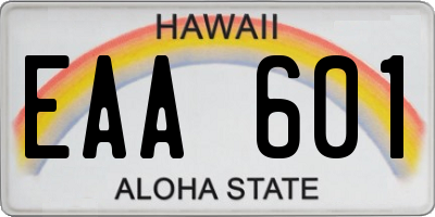 HI license plate EAA601