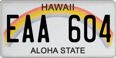 HI license plate EAA604