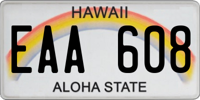 HI license plate EAA608