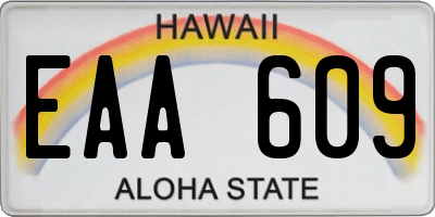 HI license plate EAA609