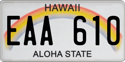 HI license plate EAA610