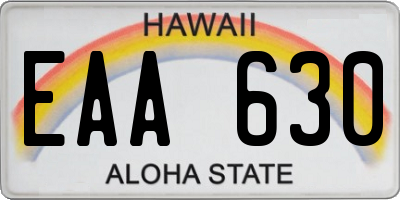 HI license plate EAA630