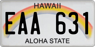 HI license plate EAA631