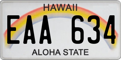 HI license plate EAA634