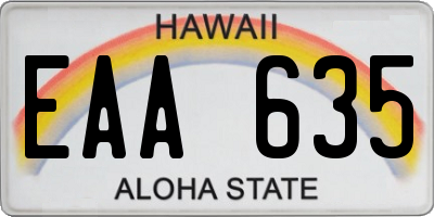 HI license plate EAA635