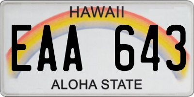 HI license plate EAA643