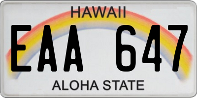 HI license plate EAA647