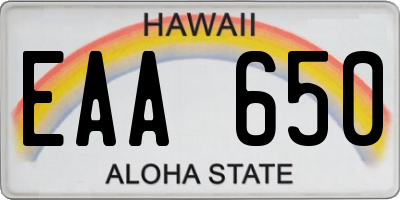 HI license plate EAA650