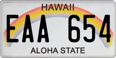 HI license plate EAA654