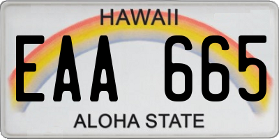 HI license plate EAA665