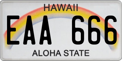 HI license plate EAA666