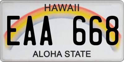 HI license plate EAA668