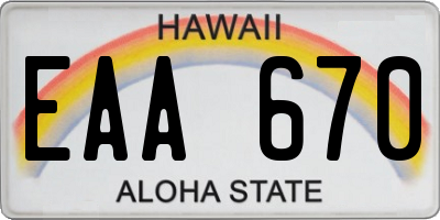 HI license plate EAA670