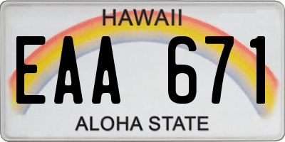HI license plate EAA671