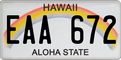 HI license plate EAA672