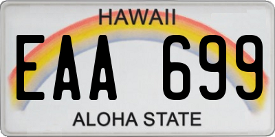 HI license plate EAA699