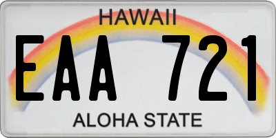 HI license plate EAA721