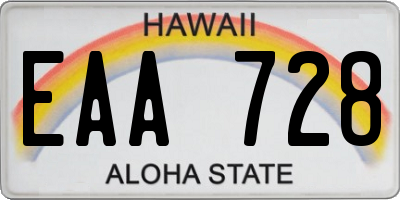 HI license plate EAA728