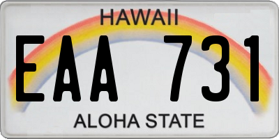 HI license plate EAA731