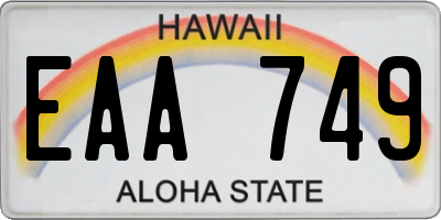 HI license plate EAA749