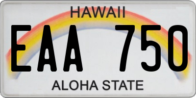 HI license plate EAA750