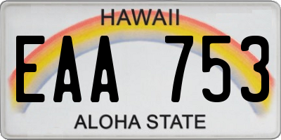 HI license plate EAA753