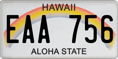 HI license plate EAA756