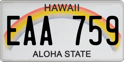 HI license plate EAA759