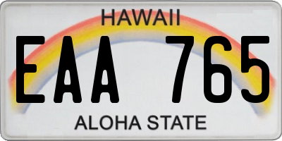 HI license plate EAA765