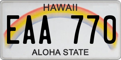 HI license plate EAA770