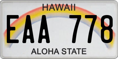 HI license plate EAA778