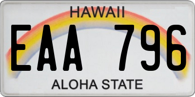 HI license plate EAA796