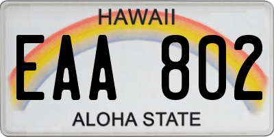 HI license plate EAA802