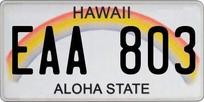 HI license plate EAA803