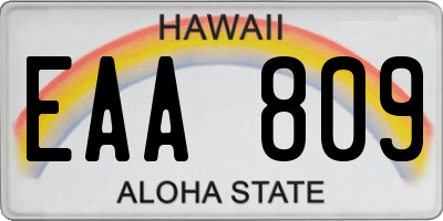 HI license plate EAA809