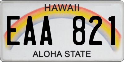 HI license plate EAA821