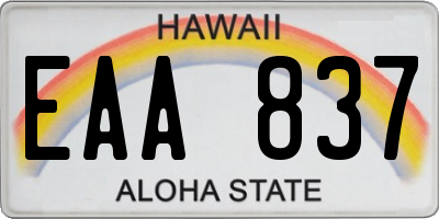 HI license plate EAA837