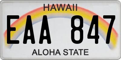 HI license plate EAA847