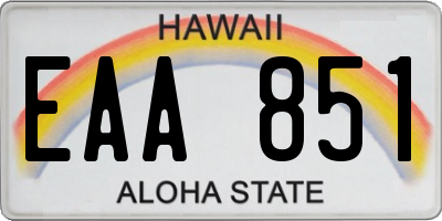 HI license plate EAA851