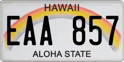 HI license plate EAA857