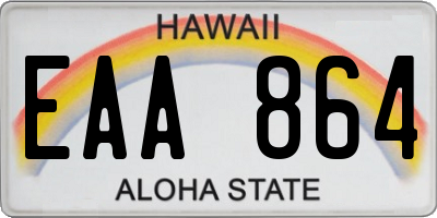 HI license plate EAA864