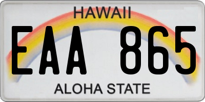 HI license plate EAA865