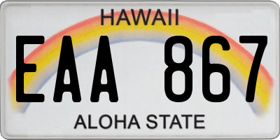 HI license plate EAA867