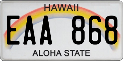 HI license plate EAA868