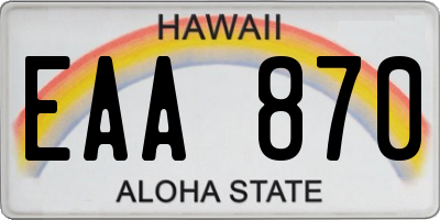 HI license plate EAA870