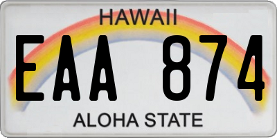 HI license plate EAA874