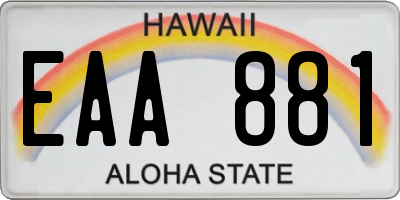 HI license plate EAA881